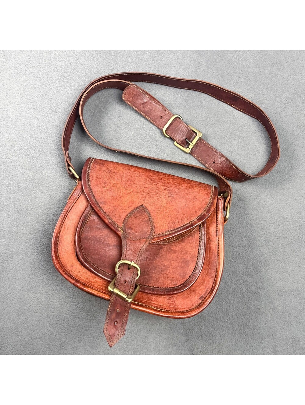 Vintage 70's Leather Saddlebag Purse